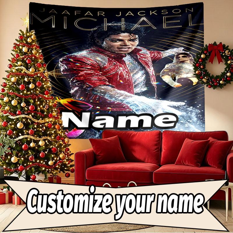 Custom Name Personalized Michael Jackson Print Tapestry, Wall Art Decor, Bedroom, Dorm, Apartment, LivingRoom, Party Backdrop, Gift for Birthday