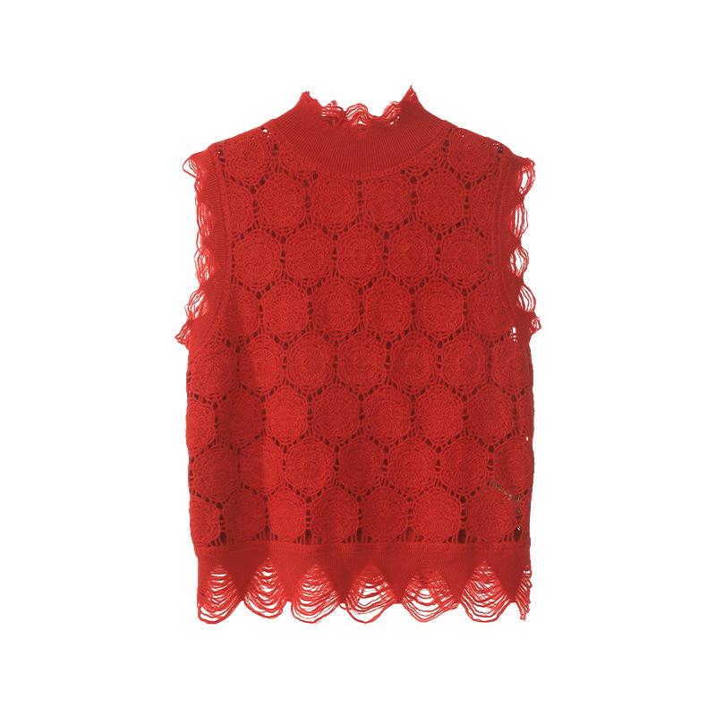 Niche Design Luxury Crochet Knit Wool Sleeveless Cardigan