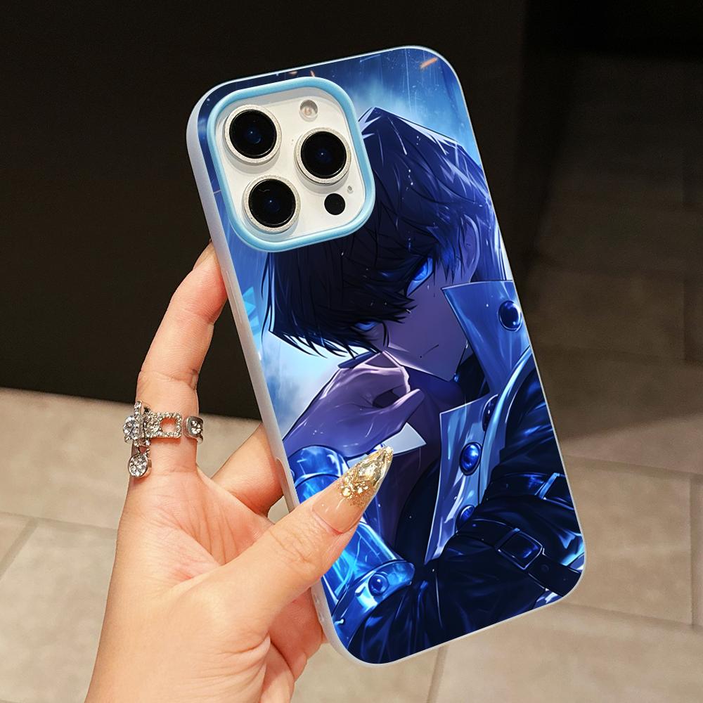 Yugioh Seto Kaiba Phone Case for iPhone 17 16 15 14 13 12 11 Air Pro Max Plus Jelly Double layer Light Blue Cover