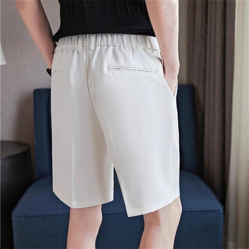 Летние мужские шорты с эластичной талией, однотонные, корейский стиль, облегающие, повседневные, мужские, прямые, молодежные, жизнерадостные, длиной до колена
