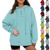 Women's Pullover Hoodies Tops Casual Button Down Long Sleeve Pocket Sweatshirts