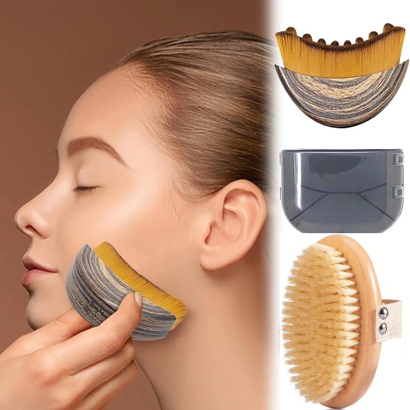 Лимфатическая Контурная Щетка для Лица Синтетические Волокна Щетка для Сухого Массажа Тела Отшелушивающая и Активирующая Кровообращение Щетка для Массажа Тела Щетка для Лица
