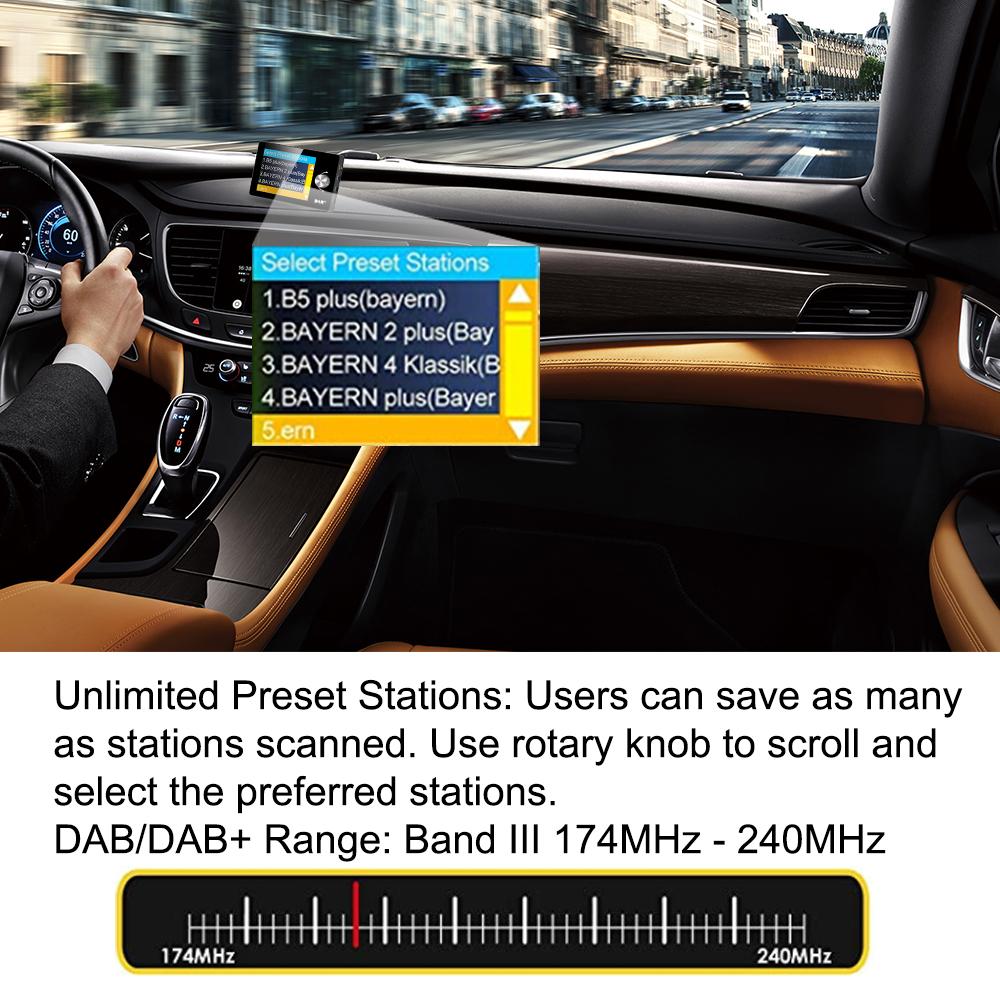 DAB Antenna Radio 2.8 Inch Screen Digital Signal Broadcast Adapter FM Transmitter BT SD TF MP3 Player DAB+ Adapter for Car Radio