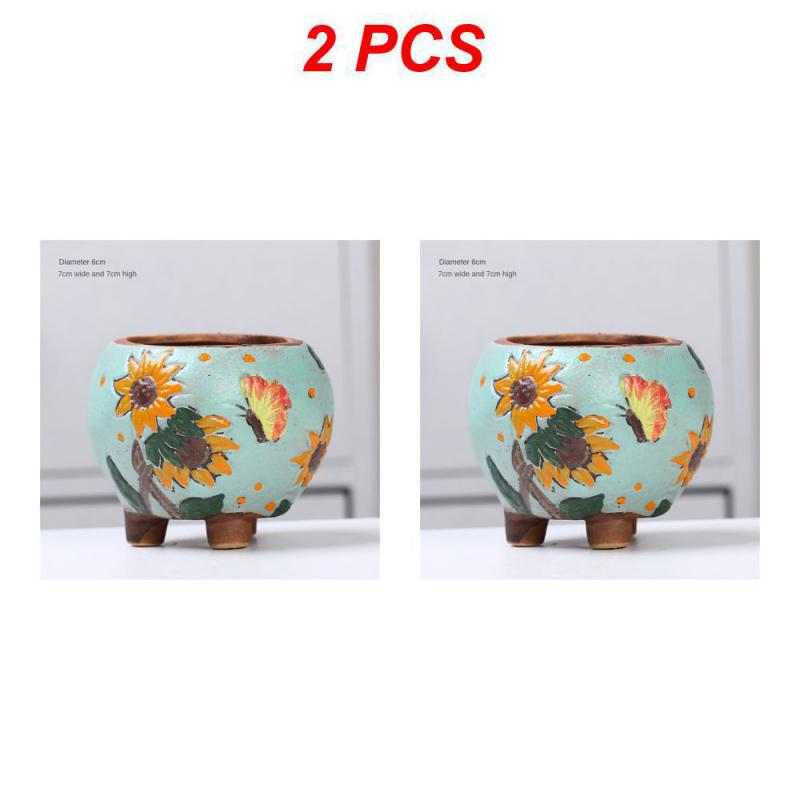 Керамический цветочный горшок Креативная ручная роспись Резьба Керамические украшения для дома Цветочные горшки Суккулентный цветочный горшок