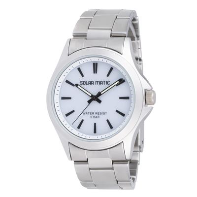Аналоговые часы Solar Rechargeable Metal Band Silver [Klefa] Мужские SM-AM170-WTS