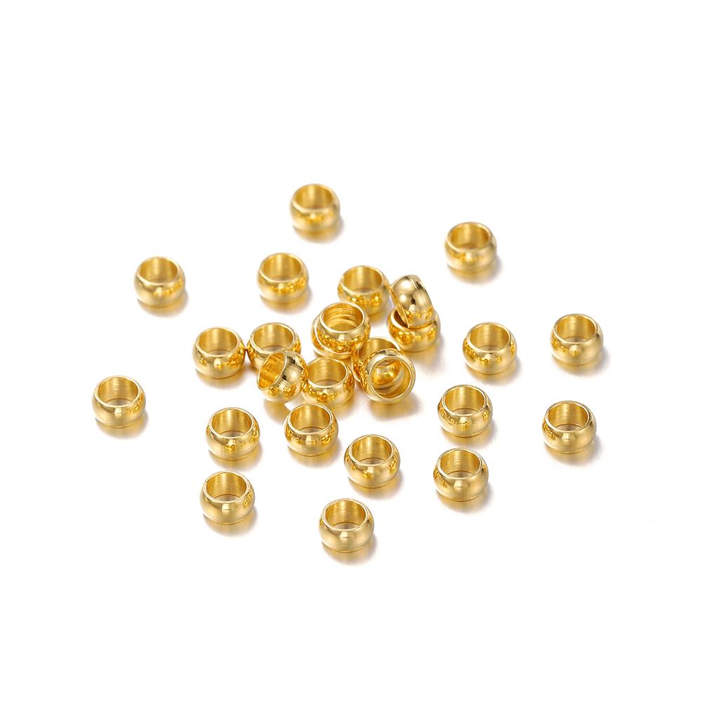 100Pcs/Lot 1.5-4mm Stainless Steel Gold Color Spacer Beads Charm Loose Bead for DIY Bracelets Necklace Jewelry Making Supplies