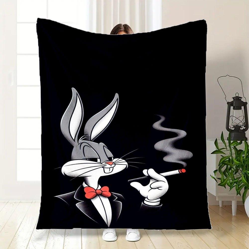 "Looney Tunes Bugs Bunny Smoking Phone Wallpaper"Blanket Flannel Throw Blanket for Sofa, Bed, Travel, Camping, Office