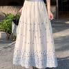 Белая юбка А-силуэта с цветочной вышивкой для девочек - Юбка-зонт крючком во французском стиле для весны/лета