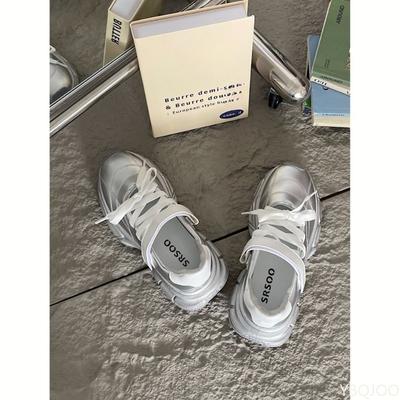 Весенние новые женские спортивные туфли на толстой подошве с увеличением высоты для улицы, удобные дышащие на шнуровке, модные повседневные туфли