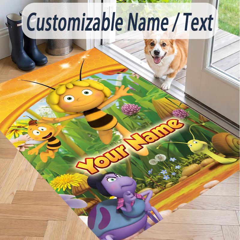 Custom Text Die Biene Maja Pattern Floor Rug Soft Indoor Carpet Mat Living Room Bedroom