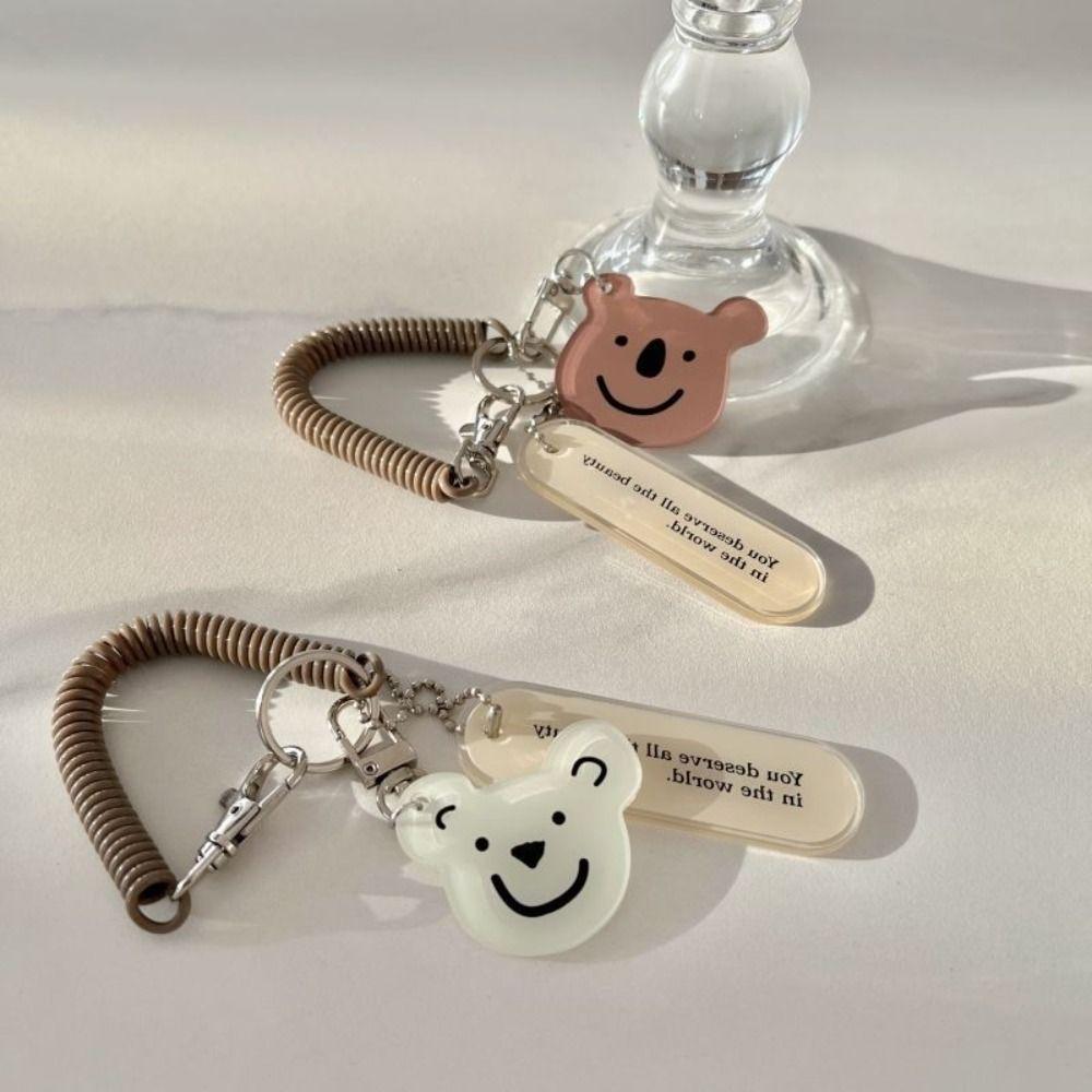 Acrylic Cartoon Lanyard Key Holder Key Ring Ornaments Bear Spring Coil Key Chain Decoration