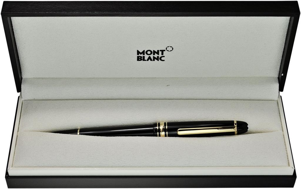 MONTBLANC Classic Black Fountain 145bk Medium Nib Meisterstück Pen, (M),