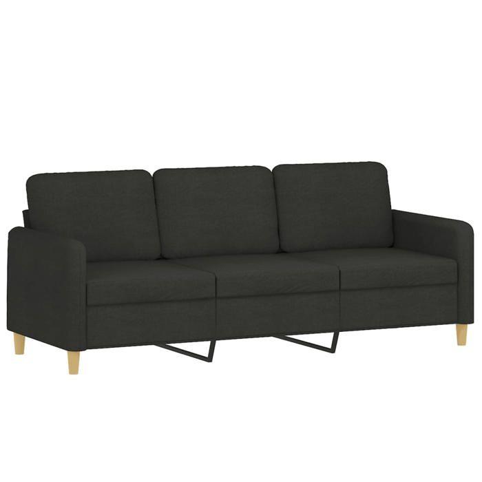 VidaXL Canapé à 3 places Noir 180 cm Tissu 359490