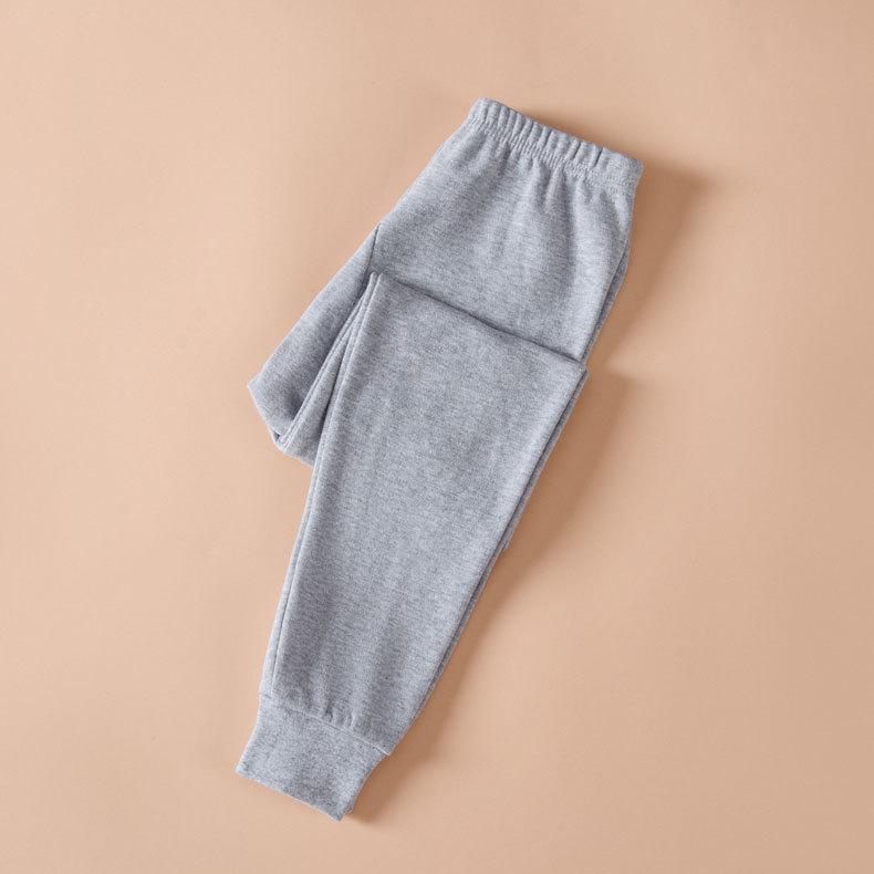 Детская осенне-зимняя пижама из чистого хлопка - теплые штаны для мальчиков и девочек