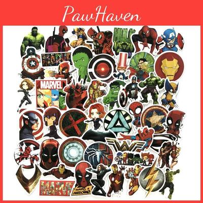 Набор из 50 наклеек супергероев Мстителей. Идеально для украшения автомобиля, ноутбука и скейтборда.