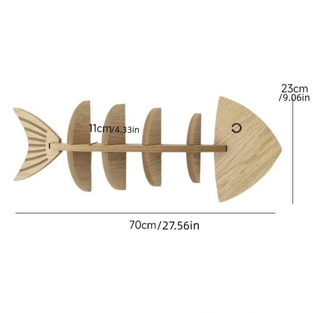 Fish Shaped Fish Bone Shelf Multi-layer Floating Shelf Wooden Wall Mounted Shelf Indoor Organizer