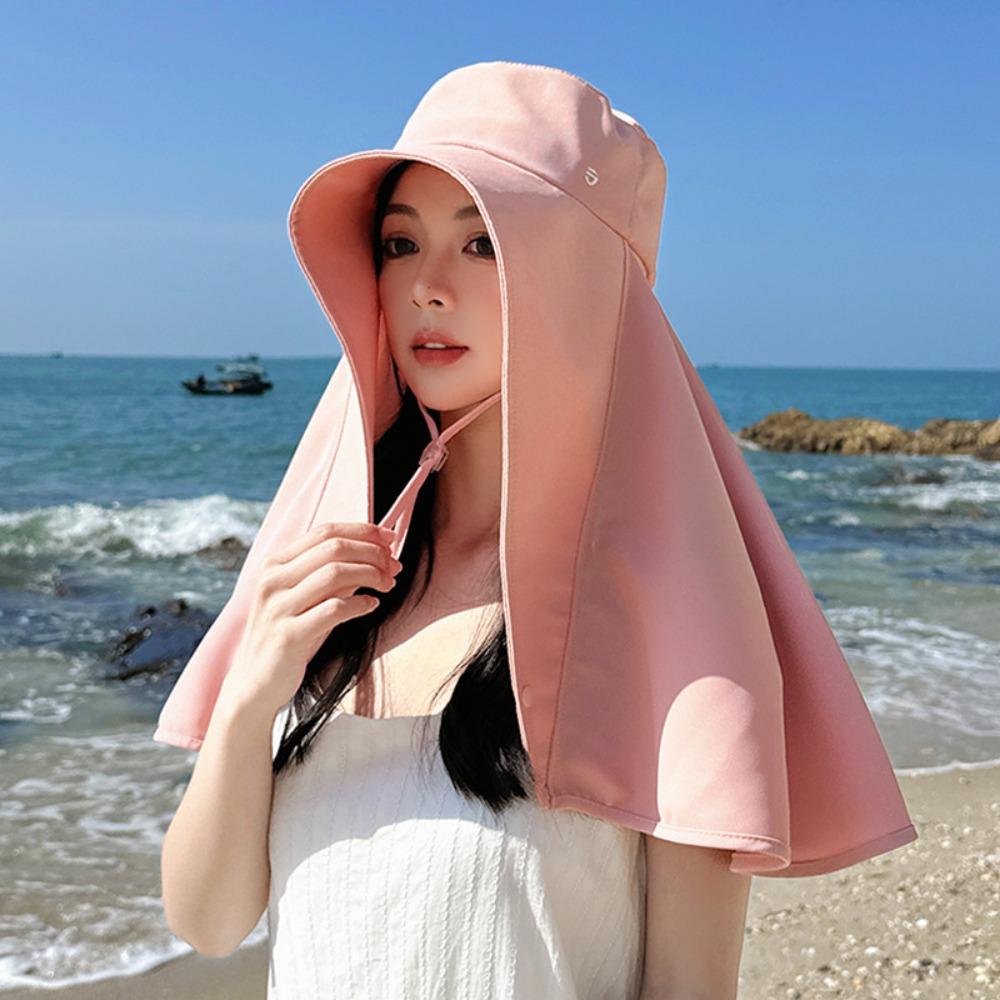 Fisherman Hat Wide-Brimmed Shawl Fisherman Hat Sunscreen Adjustable Sunshade Sun Hat Lightweight Soft Picking Tea Hat Travel