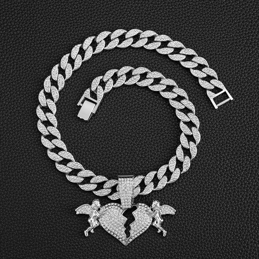 Подвеска «Ангел любви», полная бриллиантов, кубинская цепочка, персонализированное модное ожерелье в стиле европейский и американский уличный хип-хоп
