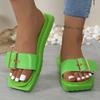 Fashion 2024 Hot Sale Ladies Shoes Open Toe Women's Slippers Plus Size Daily Sandals Women Buckle Straps Flat Platform Slippers Women