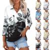 Женская модная повседневная рубашка с лацканами и цветочным принтом на пуговицах с рукавами 3/4