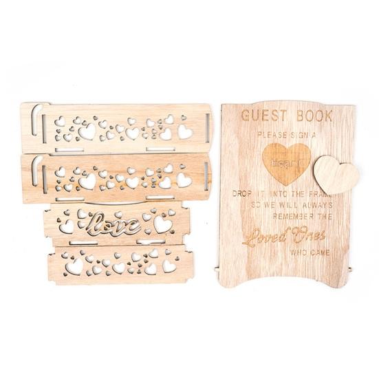 1 комплект деревянного украшения в форме сердца любви с ящиком для гостей, мини-сердечко, стабильная подставка, гостевая книга, альтернатива настольному столу для свадебного приема на День святого Валентина