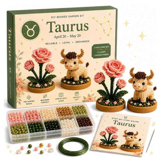 Easy Craft Kits for Beginners 12 Zodiac Signs DIY Beaded Garden Kit, 3D Astrology Flower Personalized Dorm Room Decor Handmade Bead Kit Beginners,