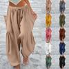 Женские широкие льняные брюки больших размеров со средней талией, летние мешковатые брюки