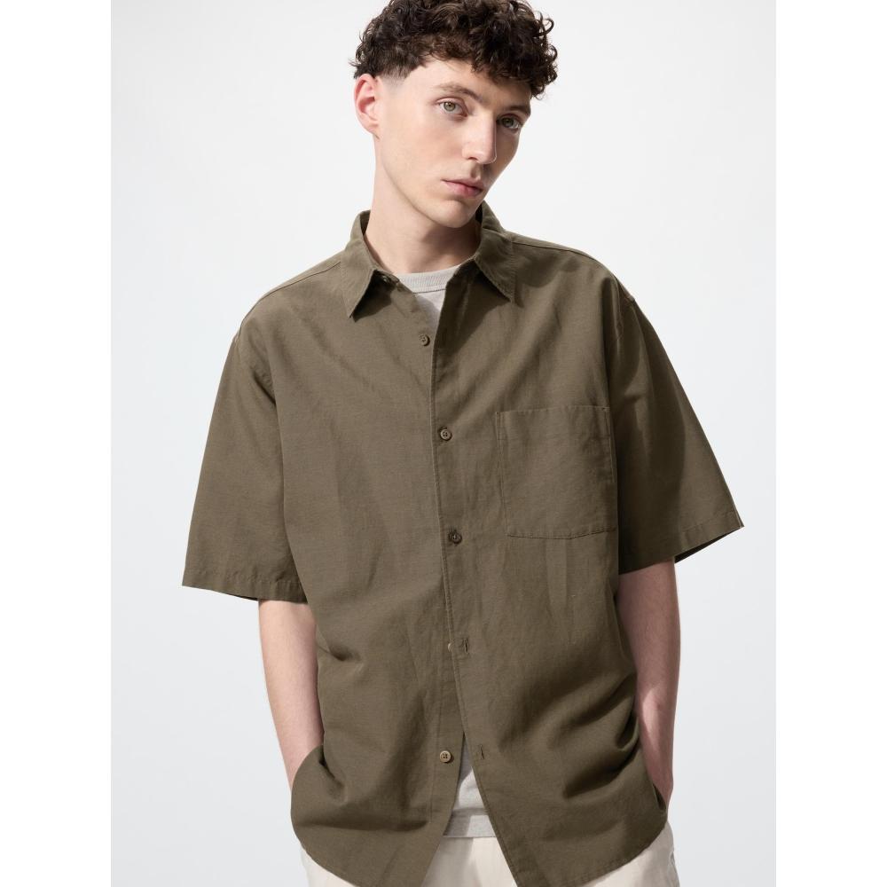 Uniqlo Японская хлопково-льняная рубашка