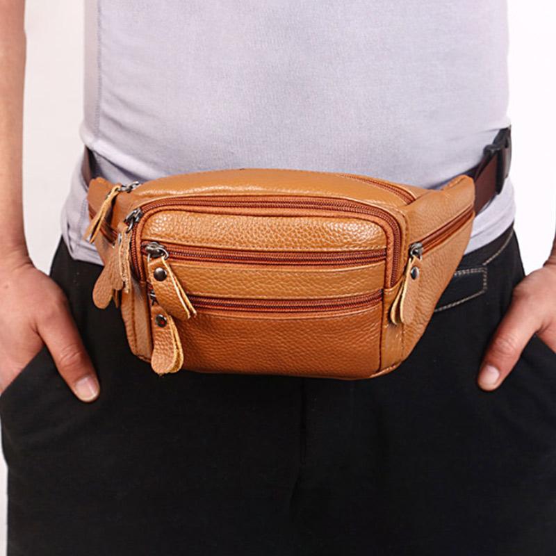 Поясная сумка из натуральной кожи, кожаная многофункциональная деловая мужская нагрудная сумка, сумка кассира, спортивная поясная сумка для бега, мобильного телефона, женская сумка