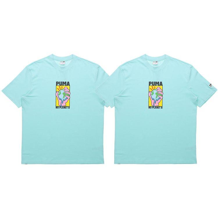 Puma Экологичная футболка с коротким рукавом с тематическим принтом, мужские топы, синяя 599181-33