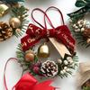 New Christmas bow bell garland door hanging Christmas tree pine cone rattan pendant wall decoration spot