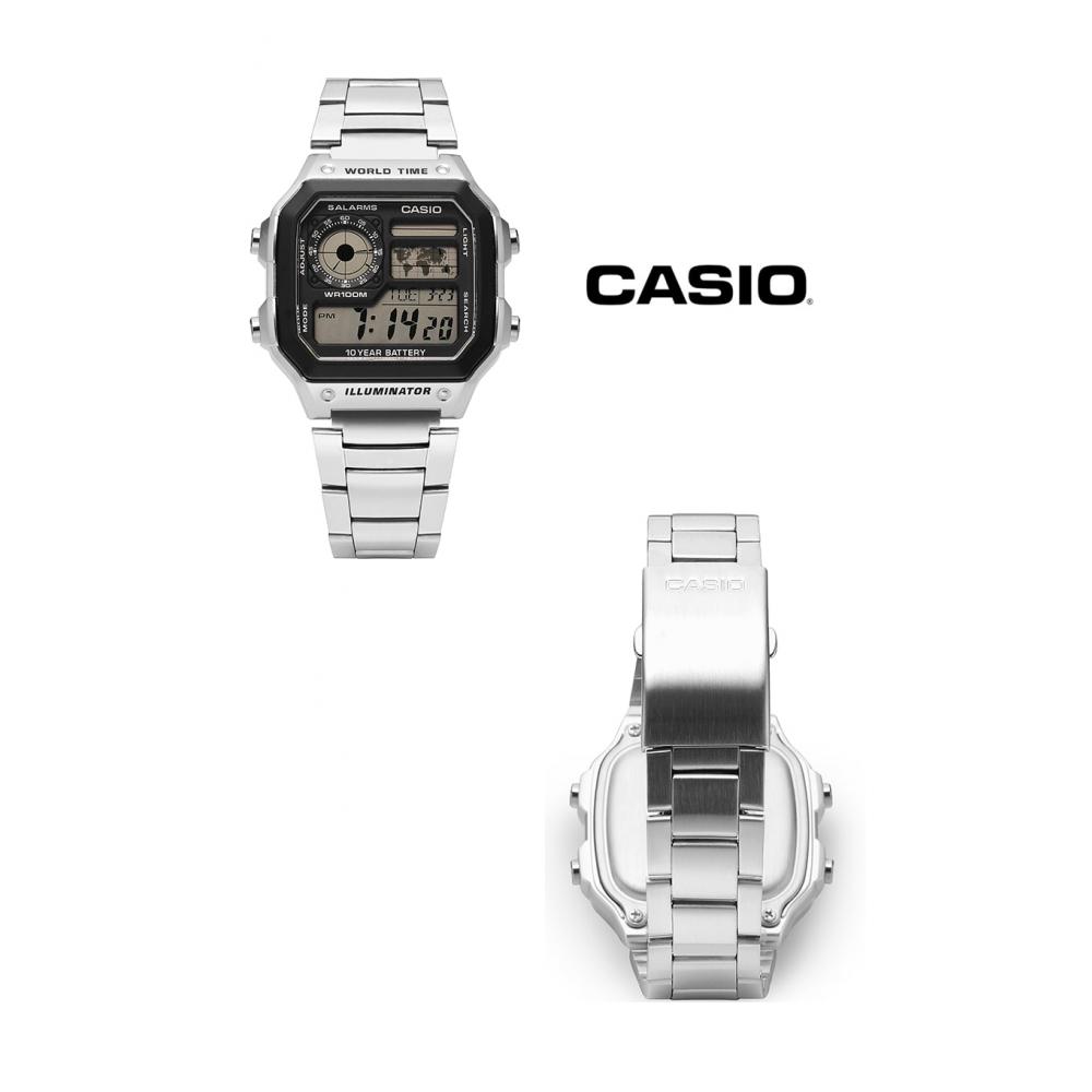 CaSio Ae 1200whd 1avdf Ae 1200whd 1a Цифровые квадратные спортивные военные часы с мировым временем для мужчин S из металла
