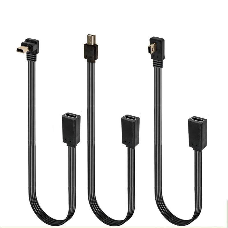 Зарядный кабель 26AWG Type C (розетка) - Mini USB (вилка) с передачей данных 480 Мбит/с для узких мест и различных устройств
