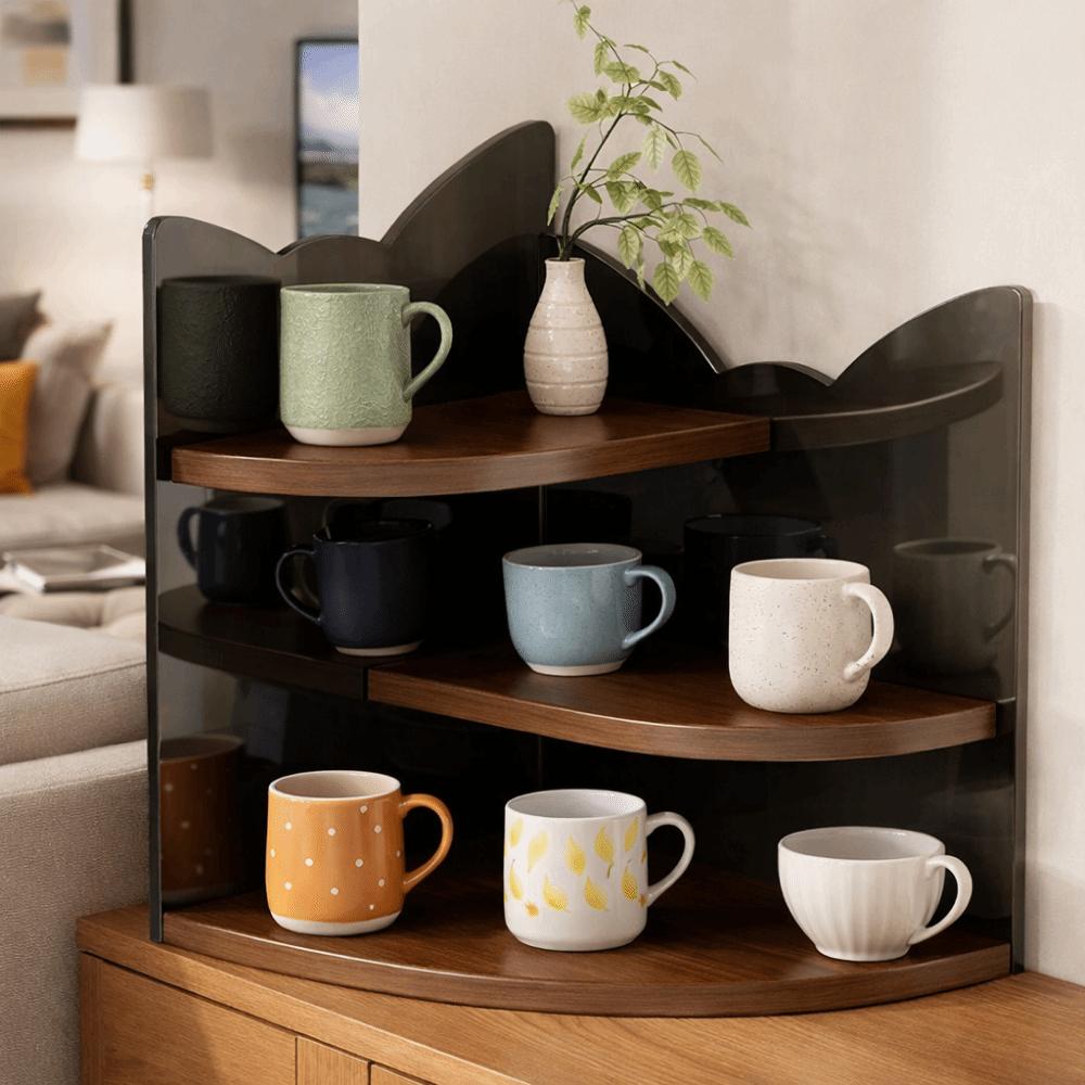 Acrylic Table Corner Display Shelf 3 Layers Tea Cup Holder Creative Mug Organizer for Home