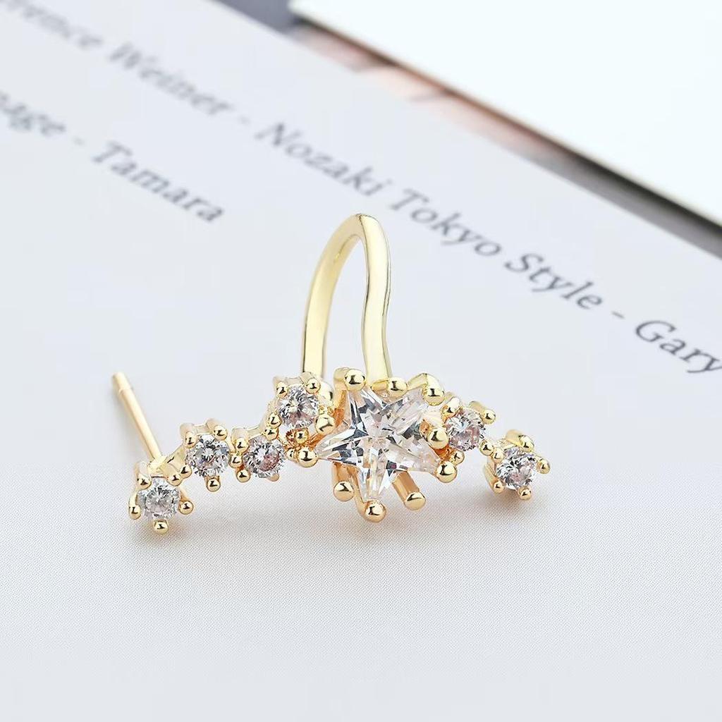European & American Hot-Selling Gold-Plated Copper Star Zircon Ear Cuff - Fashionable Women’s Jewelry