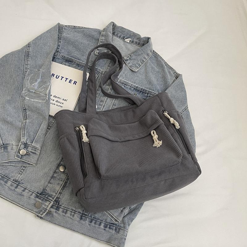 Вельветовая сумка-тоут женская сумка для поездок на работу, большая вместимость, сумка через плечо