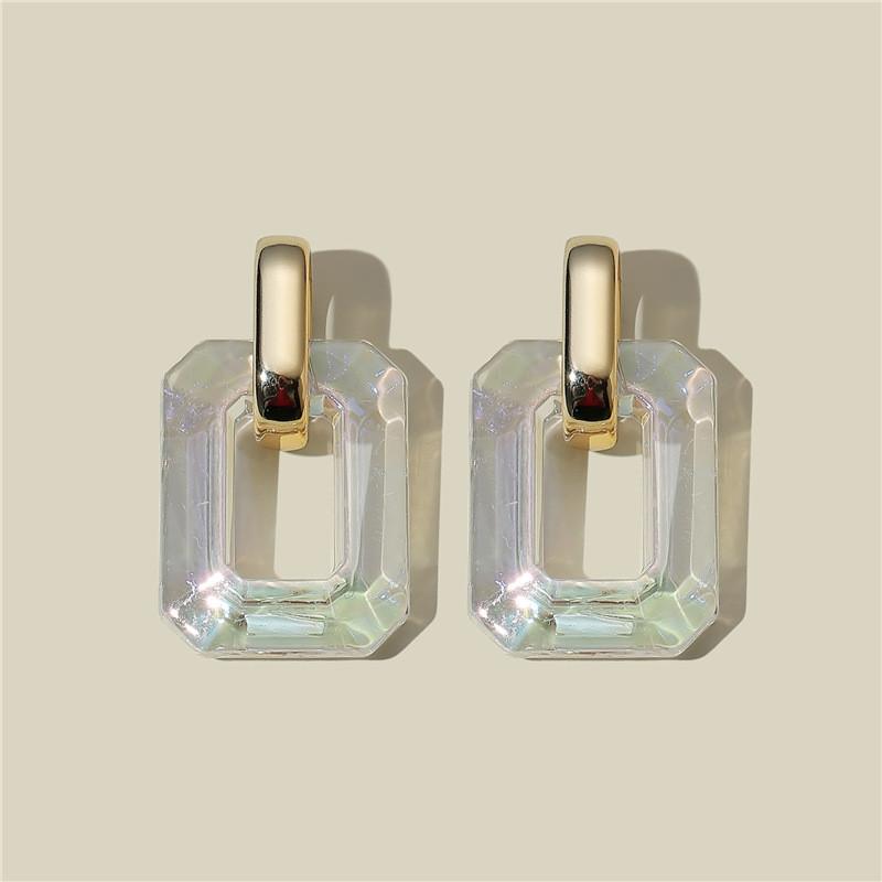 New Trendy Transparent Resin Hoop Earrings For Women Girls Geometric Irregular Metal Acrylic Earrings Party Jewelry