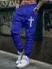 Branch-vibe Men Sweatpants Front Simple Blank Leg Motif, Detailed Thorn Frame Cross Graphic Joggers for Soft Relaxed Daily Wear