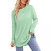 Women's Round Neck Solid Color Finger Long-sleeved Top Loose Medium and Long Bottoming Shirt