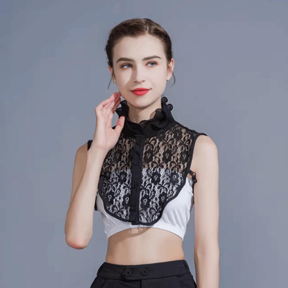 Easy To Match Lace Lapel Half Shirt Elegant Adjustable Neckline Detachable Fake Collar  Wedding