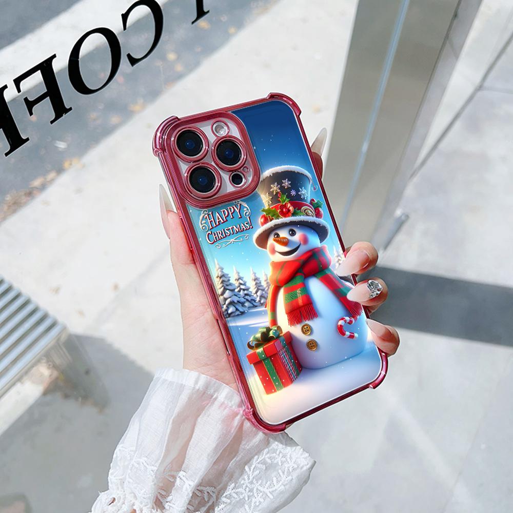 Чехлы для телефонов Ae107 Happy New Year Christmas с гальваническим покрытием из ТПУ для Xiaomi 11 Lite Redmi Note 13 Pro 12C 9S 14C Huawei P40 с защитой на четыре угла