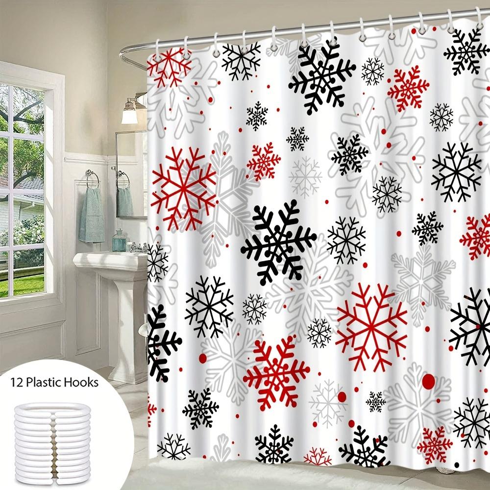 Праздничная шторка для душа со снежинками: Принесите радость праздников в свою ванную комнату с этим веселым дизайном, featuring