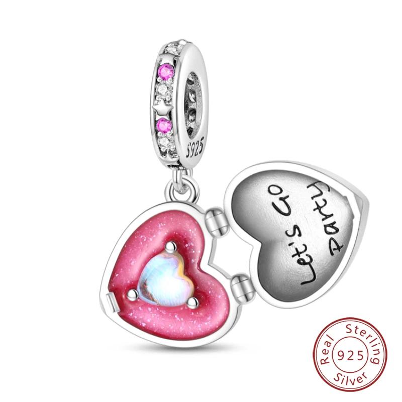 100% Copper Fashion Pink Princess Skirt Bag Lipstick Charms Beads Fit Original Bracelets Diy Jewelry Gifts