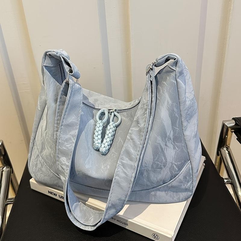 Large Capacity Casual Shoulder Bag for Women Summer Fashion Tote with Adjustable Strap, Polyester, Zip Closure, Minimalist Tote Durable Tote