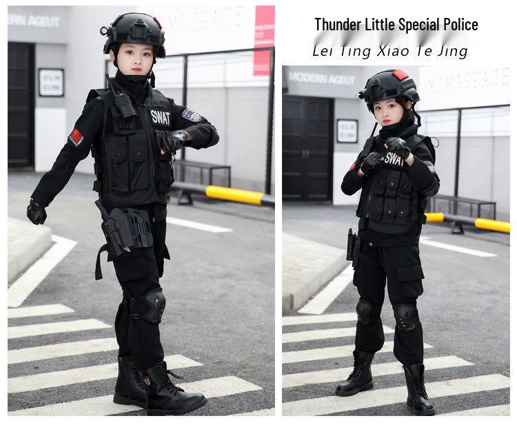 Детский полицейский костюм - Зимний бархатный наряд для выступлений для мальчиков и девочек в детском саду