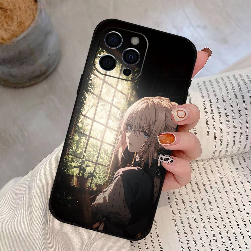 Чехол для телефона Violet Evergarden для iPhone 17,16,15,14,13,12,11 Plus,Pro Max,XS, Мягкий силиконовый черный чехол
