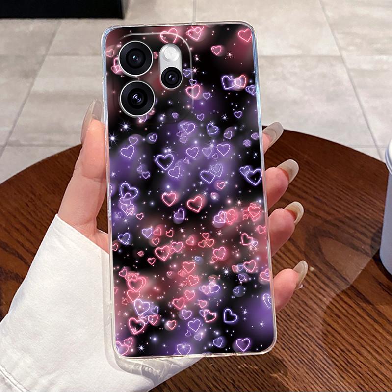 Чехол для телефона OPPO Reno 15 Pro 5G Прозрачный Роскошный Милый Заяц с Сердечком Смешной Мягкий Силиконовый Задний Чехол для OPPO Reno15 15Pro 5G
