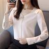 SURWENYUE Spring Fashion Long Sleeved Blouses Chiffon Shirts Office Lady Women Tops V-neck Blouses