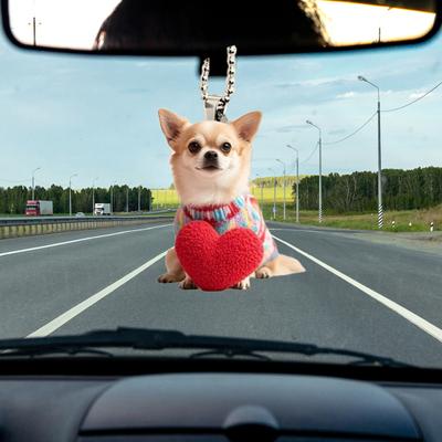 Подвеска для автомобиля в виде щенка, акриловые украшения заднего вида, 2D, плоская подвесная подвеска, мультяшное сердце, украшение для собаки, автомобильные аксессуары