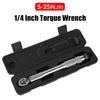 1/4'' Drive Professional Adjustable Torque Wrench Spanner Hand Tool For Car Bicycle Motorbike Use 5-25N.m Micrometer